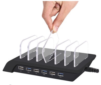 JMT-134090 Six-Port USB Charging Stand with Intelligent Fast Charging and Space-Saving Design