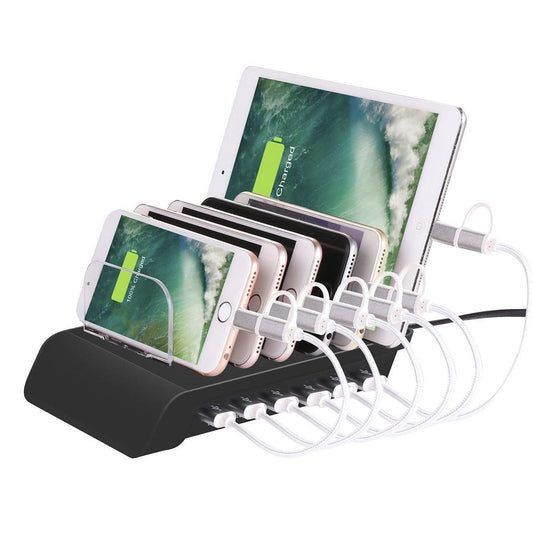 JMT-134090 Six-Port USB Charging Stand with Intelligent Fast Charging and Space-Saving Design
