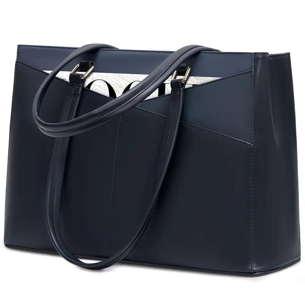 JMT-134282 Waterproof Leather Laptop Tote Bag for Women – 15.6 Inch Office Work Briefcase with Polyester Lining
