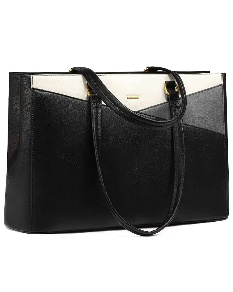 JMT-134282 Waterproof Leather Laptop Tote Bag for Women – 15.6 Inch Office Work Briefcase with Polyester Lining