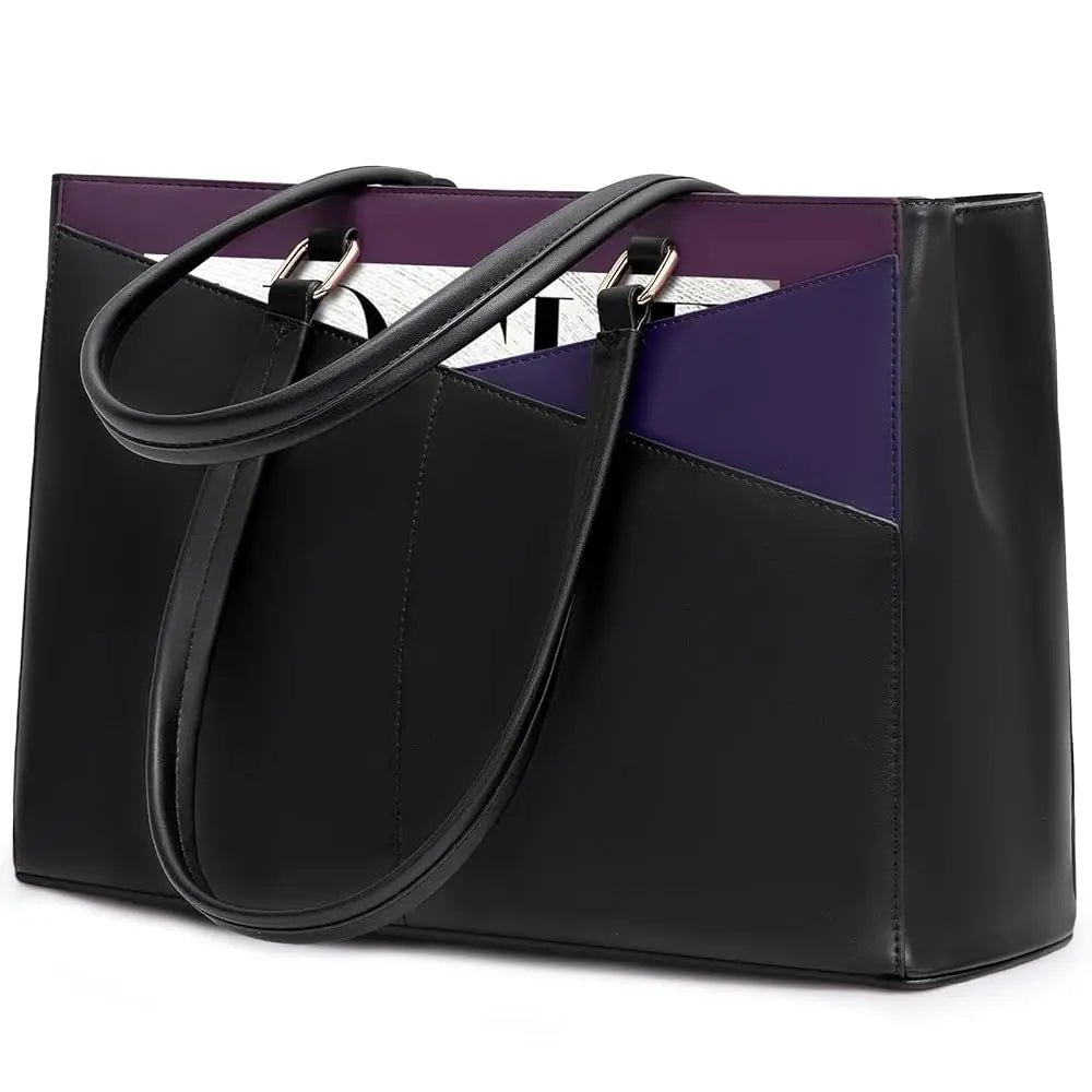 JMT-134282 Waterproof Leather Laptop Tote Bag for Women – 15.6 Inch Office Work Briefcase with Polyester Lining