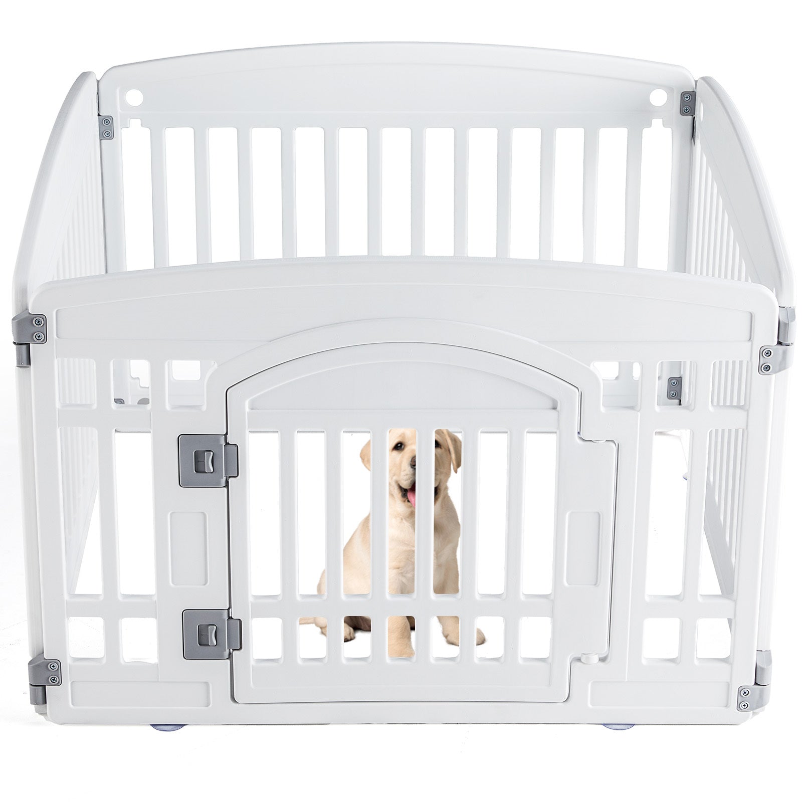 JMT-134474 Pet Playpen for Small to Medium Dogs - Safe, Durable, Adjustable, and Portable Indoor/Outdoor Fence with Rounded Corners, 4-Panel and 6-Panel Options Available