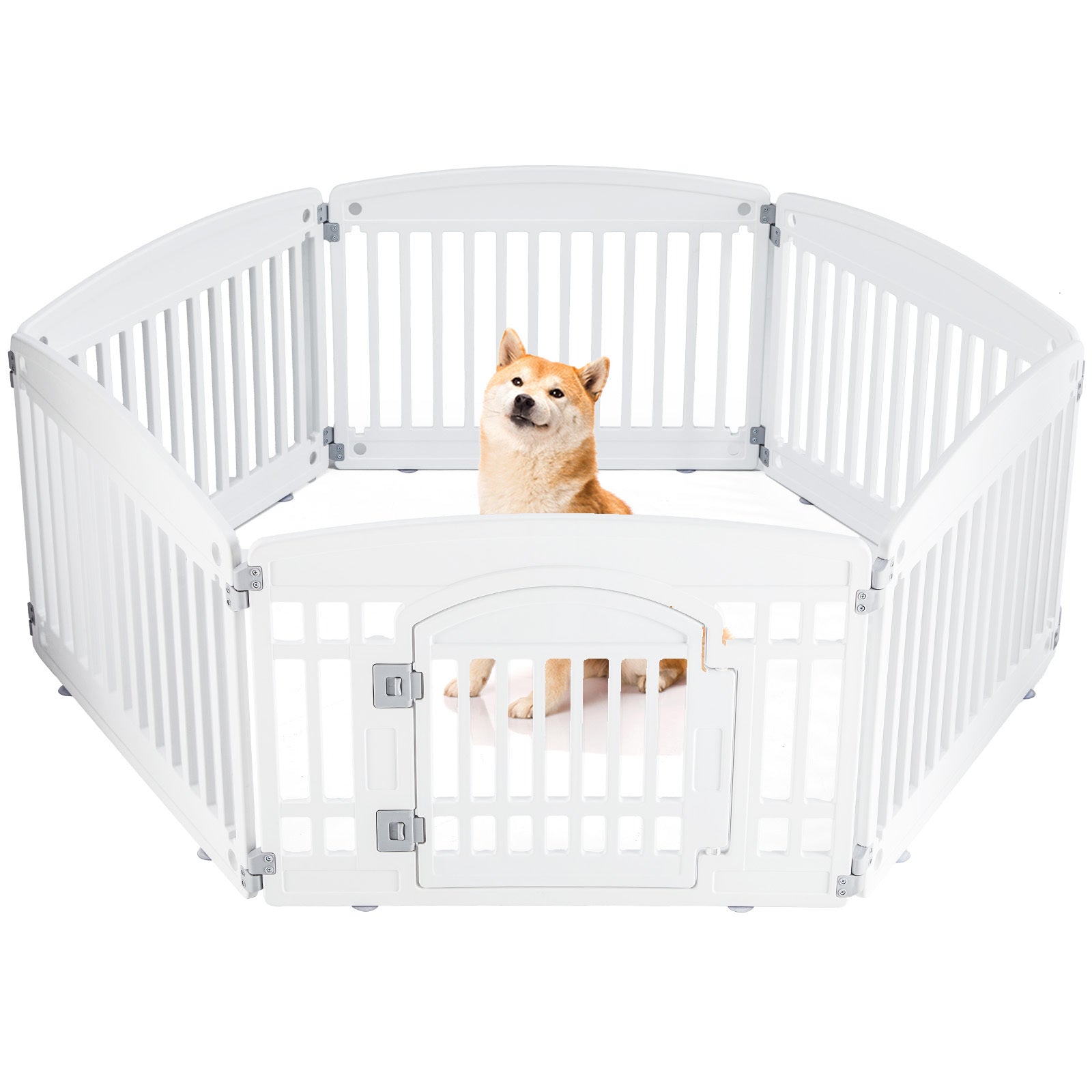JMT-134474 Pet Playpen for Small to Medium Dogs - Safe, Durable, Adjustable, and Portable Indoor/Outdoor Fence with Rounded Corners, 4-Panel and 6-Panel Options Available