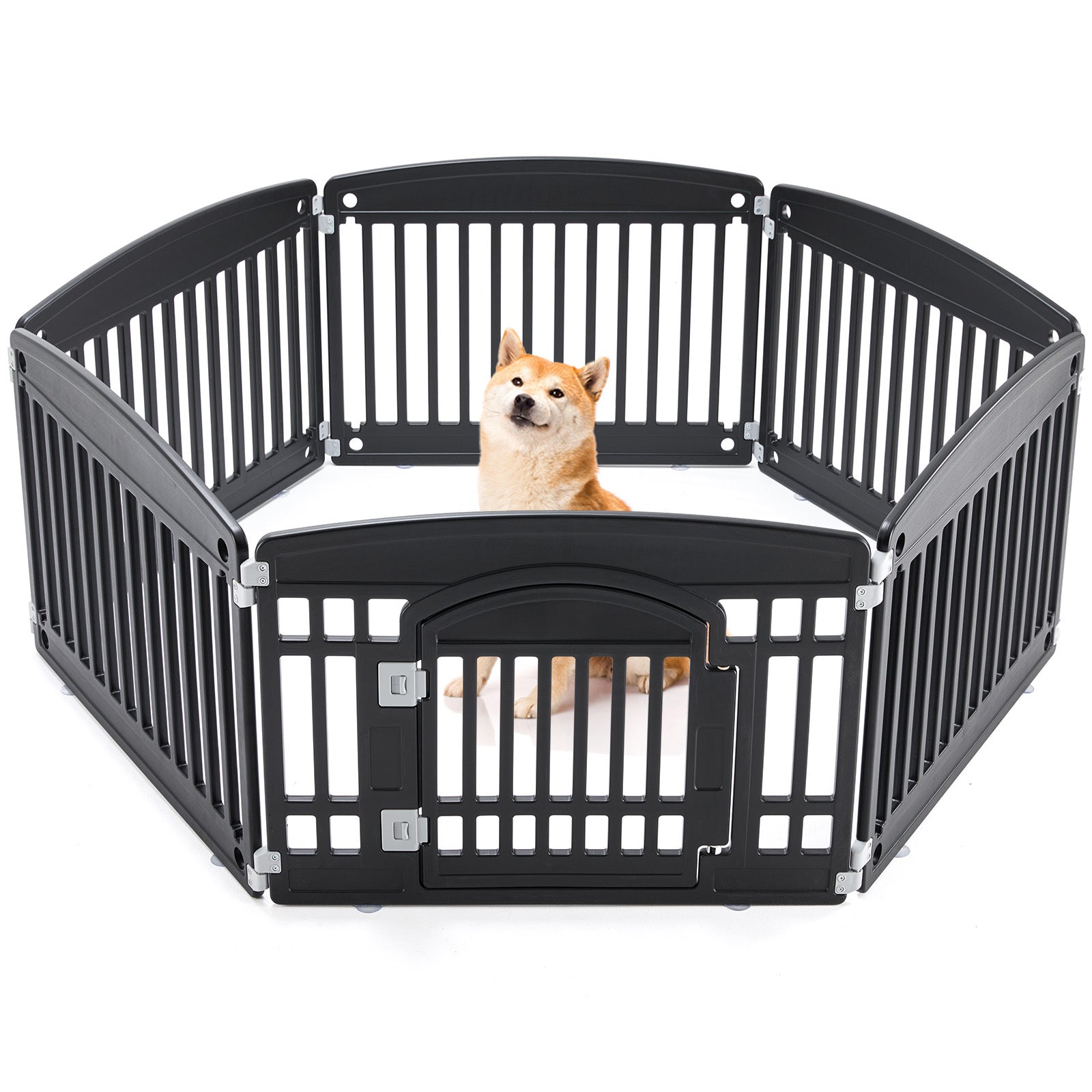 JMT-134474 Pet Playpen for Small to Medium Dogs - Safe, Durable, Adjustable, and Portable Indoor/Outdoor Fence with Rounded Corners, 4-Panel and 6-Panel Options Available