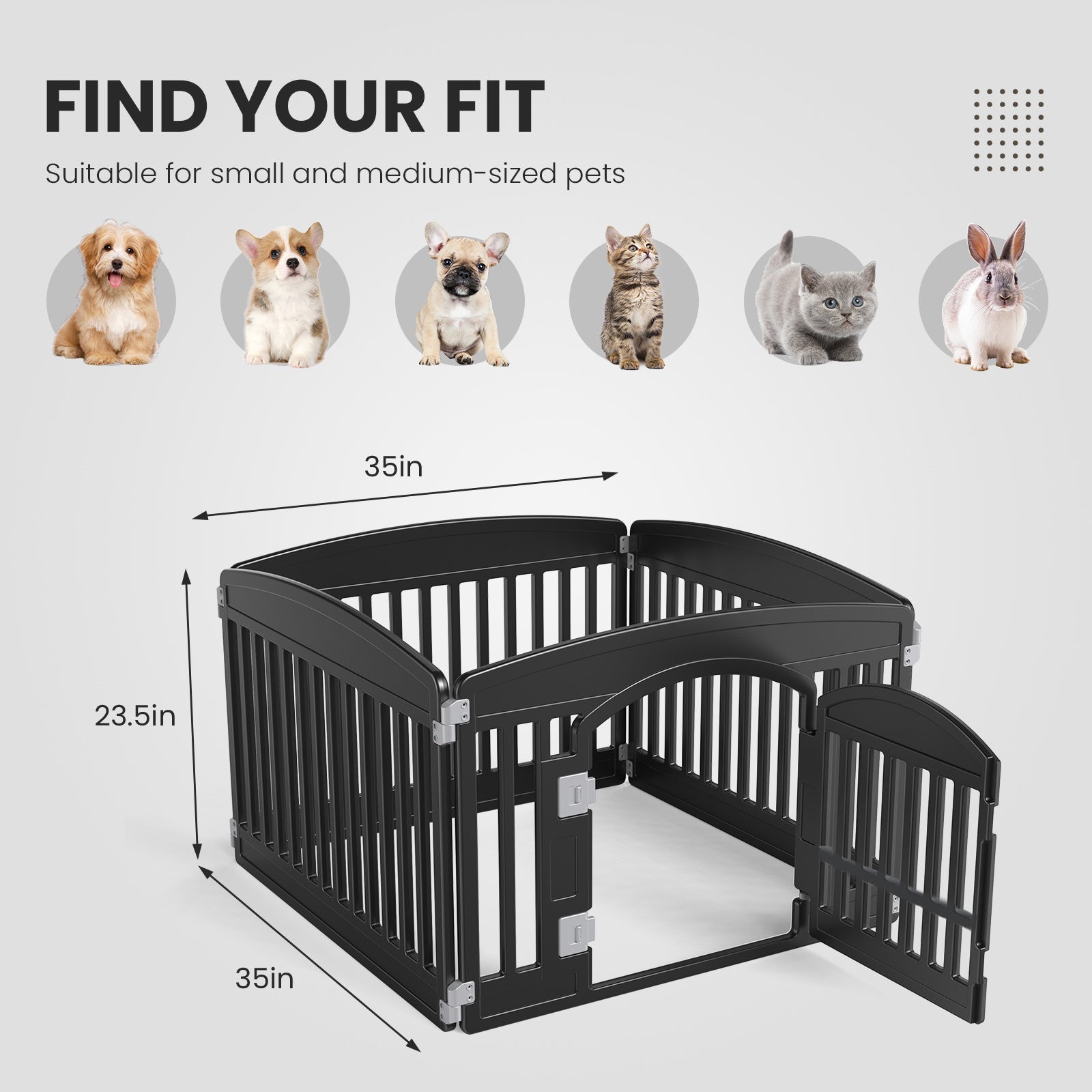 JMT-134474 Pet Playpen for Small to Medium Dogs - Safe, Durable, Adjustable, and Portable Indoor/Outdoor Fence with Rounded Corners, 4-Panel and 6-Panel Options Available