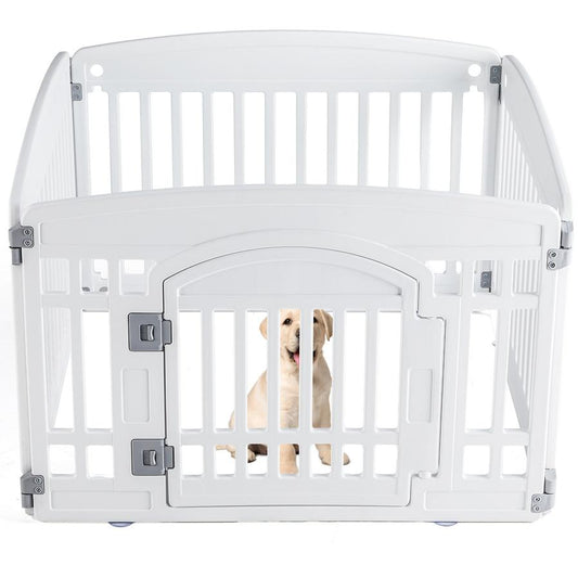 JMT-134474 Pet Playpen for Small to Medium Dogs - Safe, Durable, Adjustable, and Portable Indoor/Outdoor Fence with Rounded Corners, 4-Panel and 6-Panel Options Available