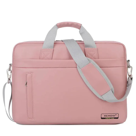 JMT-135434 Stylish PU Leather Laptop Bag with USB Port in Brown and Pink - Versatile Messenger Satchel