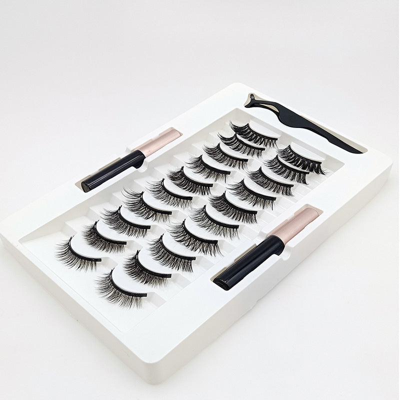 JMT-135882 10 Pairs of Magnetic False Eyelashes - Handcrafted Chemical Fiber Lashes