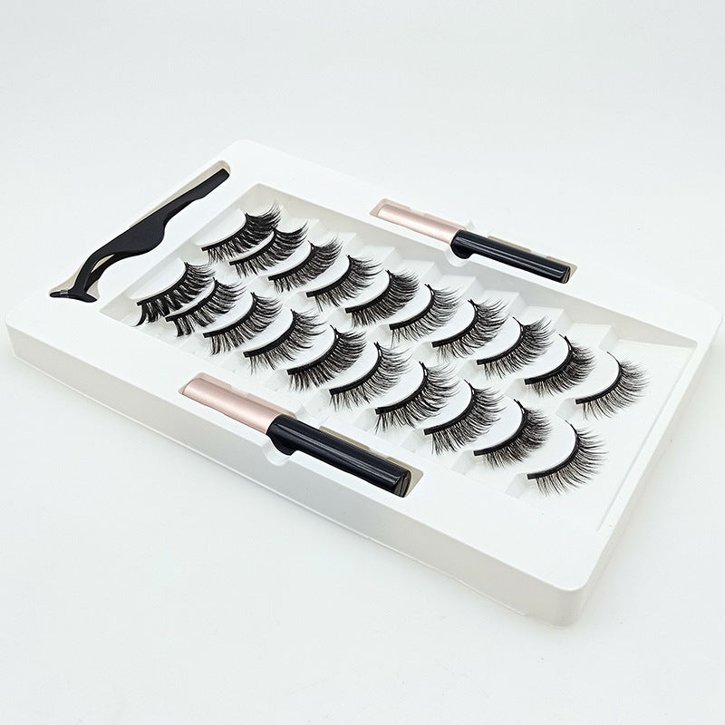 JMT-135882 10 Pairs of Magnetic False Eyelashes - Handcrafted Chemical Fiber Lashes