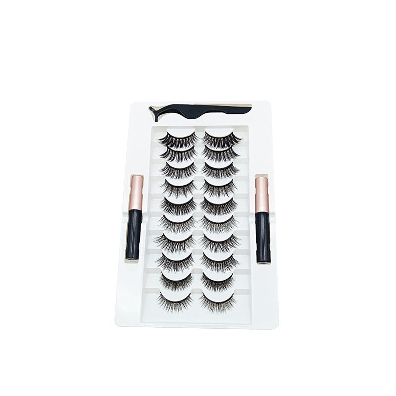 JMT-135882 10 Pairs of Magnetic False Eyelashes - Handcrafted Chemical Fiber Lashes