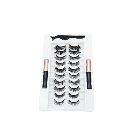 JMT-135882 10 Pairs of Magnetic False Eyelashes - Handcrafted Chemical Fiber Lashes