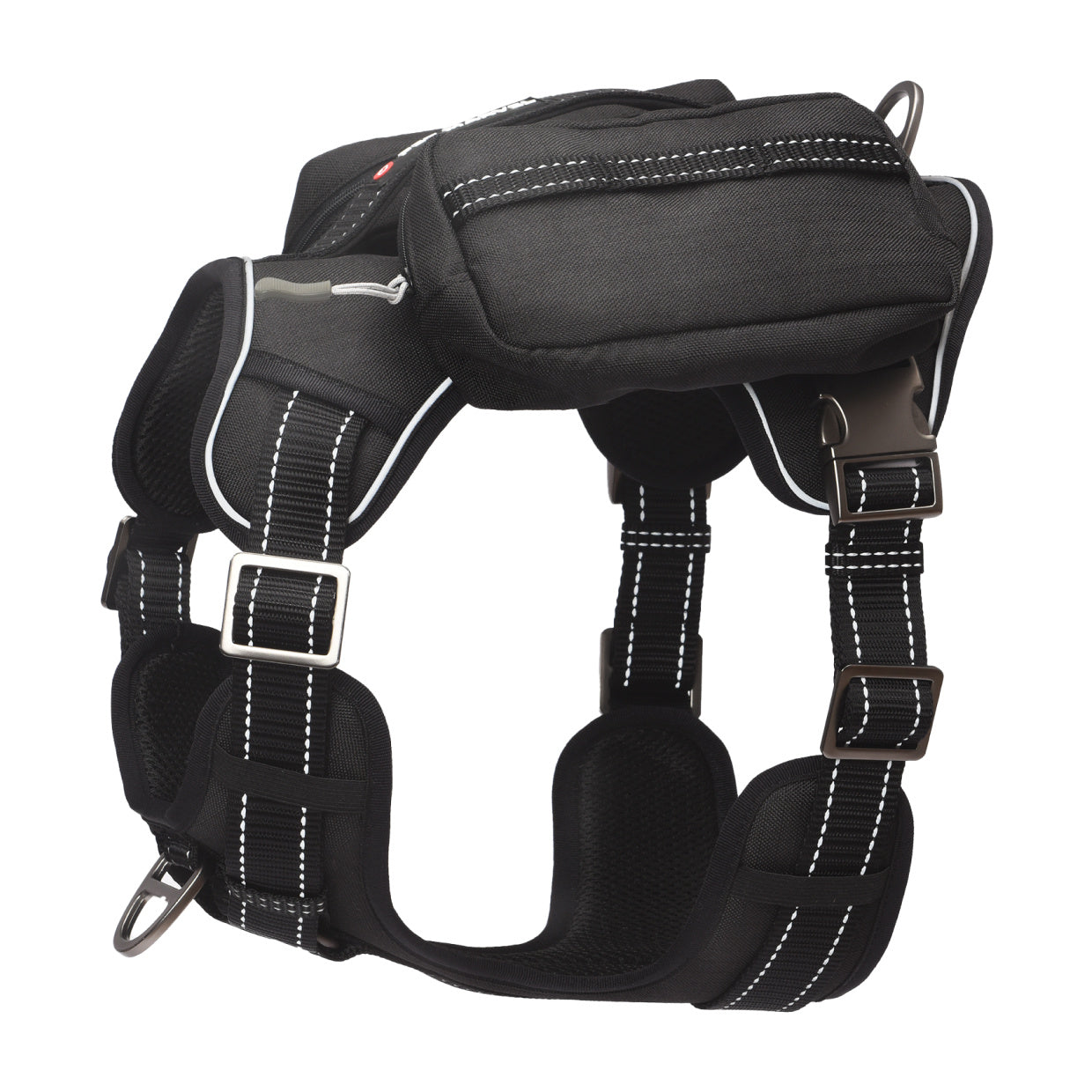 JMT-135946 Tactical Dog Harness with Backpack and No Pull Front Clip - Adjustable with Metal Buckles and Pockets