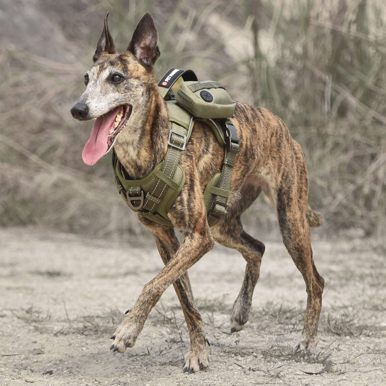 JMT-135946 Tactical Dog Harness with Backpack and No Pull Front Clip - Adjustable with Metal Buckles and Pockets