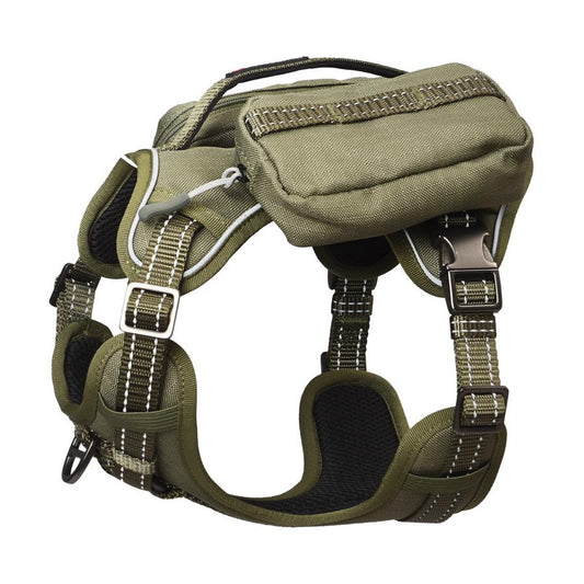 JMT-135946 Tactical Dog Harness with Backpack and No Pull Front Clip - Adjustable with Metal Buckles and Pockets