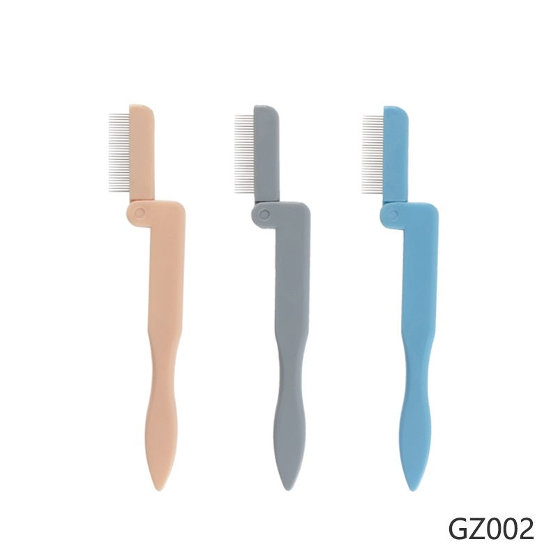 JMT-136074 Stainless Steel Foldable Eyelash Comb and Needle Brow Groomer Tool