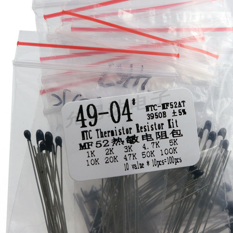 JMT-136586 NTC Thermal Resistor Pack 1K-100K, 3950B, 100 Pieces, Low Power, Metal Film