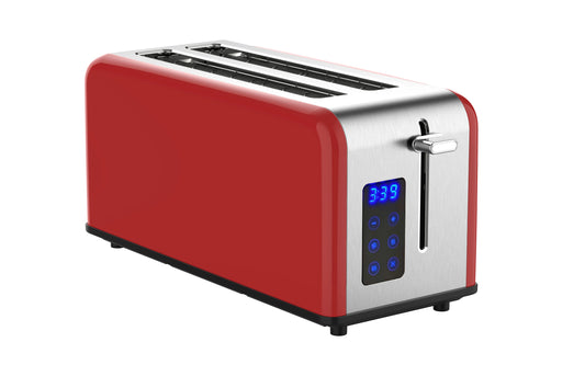 JMT-136714 Retro 4-Slice Stainless Steel Toaster with Dust Cover for Modern Kitchens