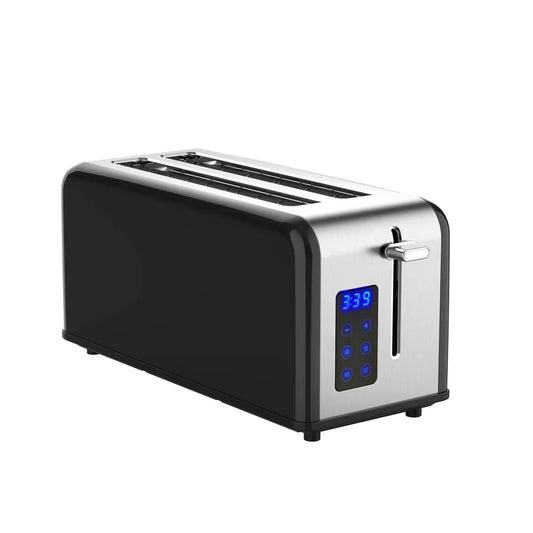 JMT-136714 Retro 4-Slice Stainless Steel Toaster with Dust Cover for Modern Kitchens