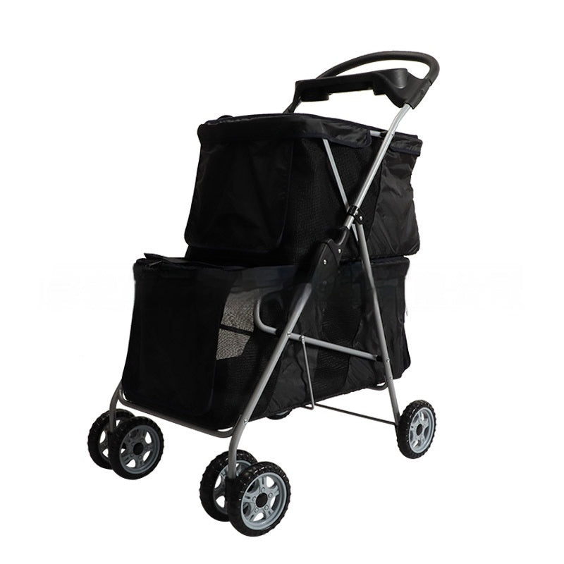 JMT-136778 Lightweight Folding Pet Stroller in Black and Pink for Comfortable Outdoor Use