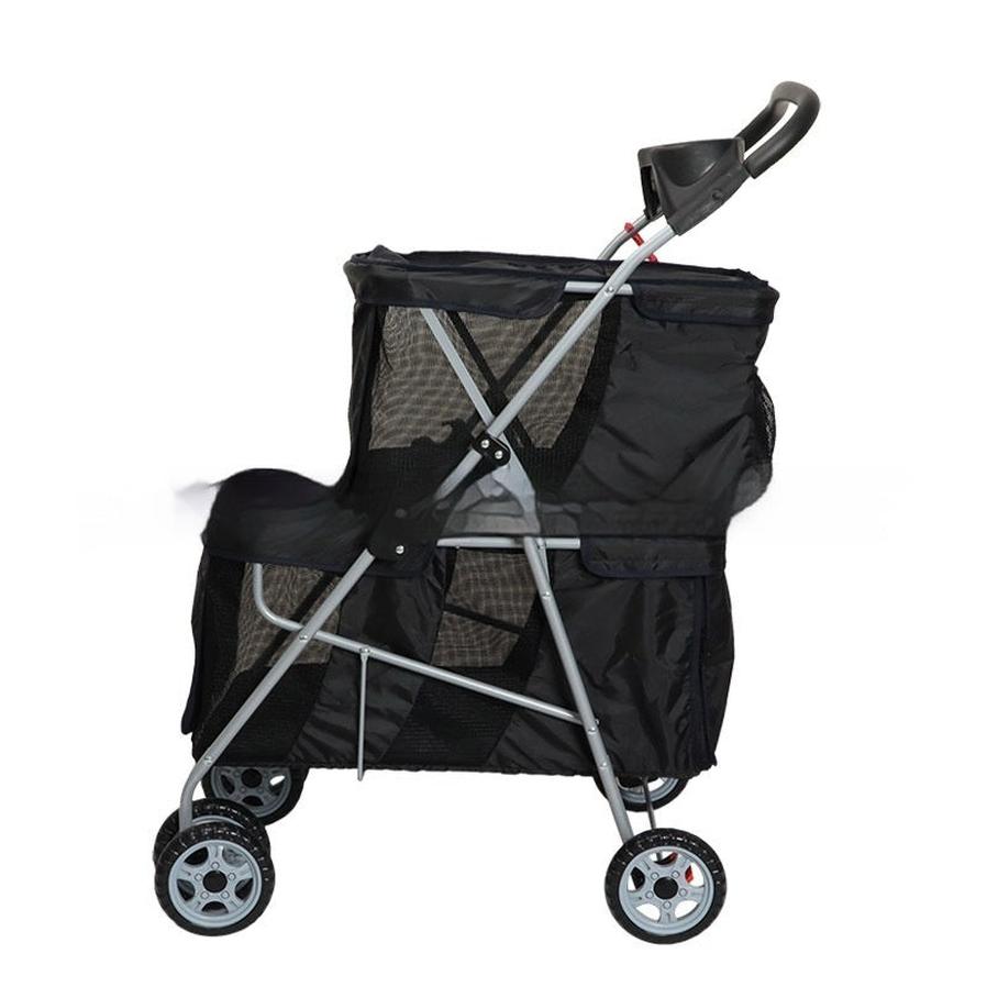 JMT-136778 Lightweight Folding Pet Stroller in Black and Pink for Comfortable Outdoor Use