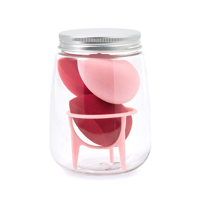 JMT-136906 Hydrophilic Polyurethane Cosmetic Sponge Set with Holder and Clear Storage Jar