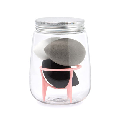 JMT-136906 Hydrophilic Polyurethane Cosmetic Sponge Set with Holder and Clear Storage Jar