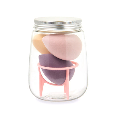 JMT-136906 Hydrophilic Polyurethane Cosmetic Sponge Set with Holder and Clear Storage Jar
