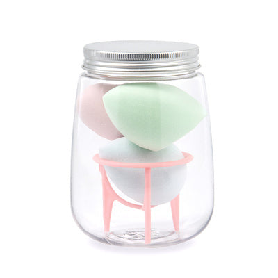 JMT-136906 Hydrophilic Polyurethane Cosmetic Sponge Set with Holder and Clear Storage Jar
