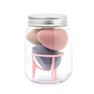 JMT-136906 Hydrophilic Polyurethane Cosmetic Sponge Set with Holder and Clear Storage Jar