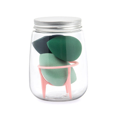 JMT-136906 Hydrophilic Polyurethane Cosmetic Sponge Set with Holder and Clear Storage Jar