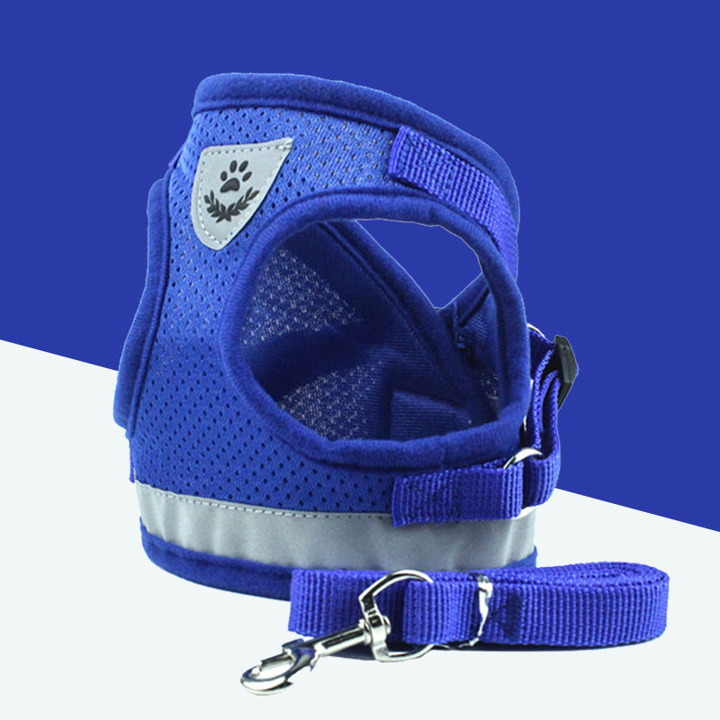 JMT-137098 Breathable Mesh Pet Harness with Durable Leash and Reflective Design for Small to Medium Dogs