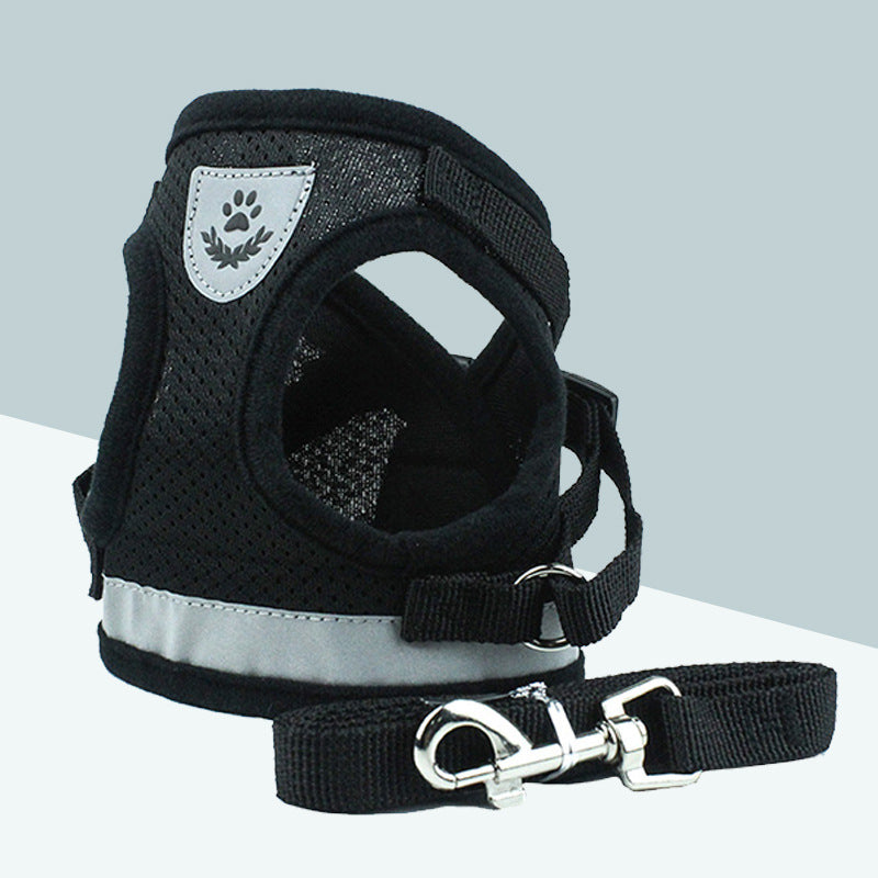 JMT-137098 Breathable Mesh Pet Harness with Durable Leash and Reflective Design for Small to Medium Dogs