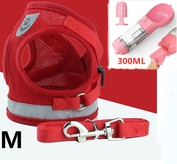 JMT-137098 Breathable Mesh Pet Harness with Durable Leash and Reflective Design for Small to Medium Dogs