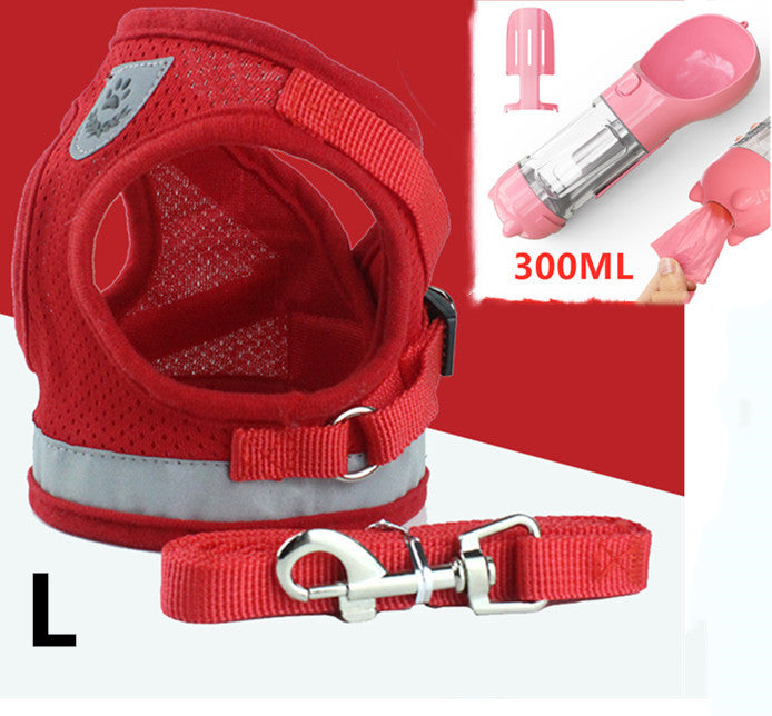 JMT-137098 Breathable Mesh Pet Harness with Durable Leash and Reflective Design for Small to Medium Dogs