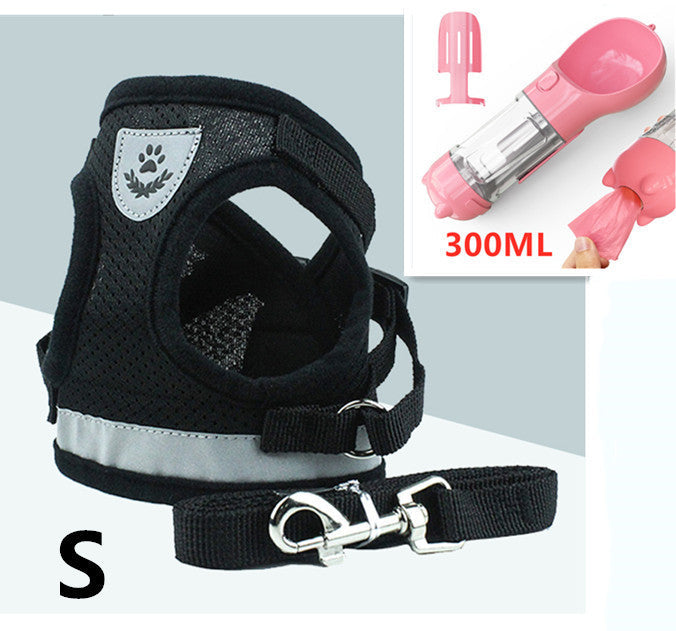 JMT-137098 Breathable Mesh Pet Harness with Durable Leash and Reflective Design for Small to Medium Dogs
