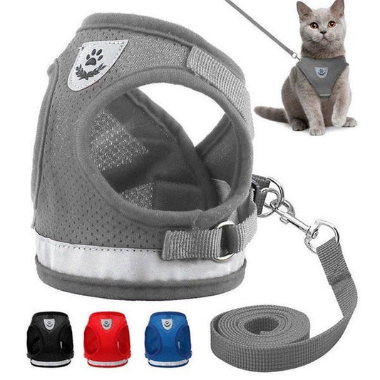 JMT-137098 Breathable Mesh Pet Harness with Durable Leash and Reflective Design for Small to Medium Dogs
