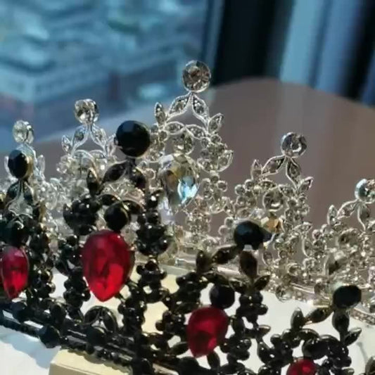 JMT-137290 Water Diamond Alloy Crown Headwear with White Crystals for Women