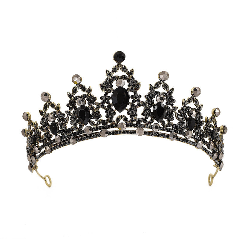 JMT-137290 Water Diamond Alloy Crown Headwear with White Crystals for Women