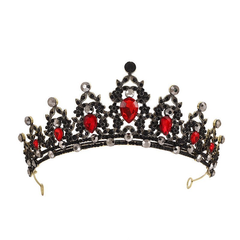 JMT-137290 Water Diamond Alloy Crown Headwear with White Crystals for Women