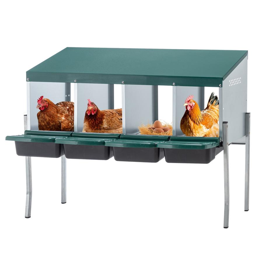 JMT-137930 Galvanized Steel 4-Hole Chicken Nest with Legs and Cover for Easy Egg Collection and Cleaning