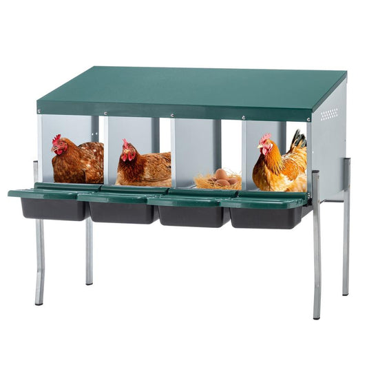 JMT-137930 Galvanized Steel 4-Hole Chicken Nest with Legs and Cover for Easy Egg Collection and Cleaning