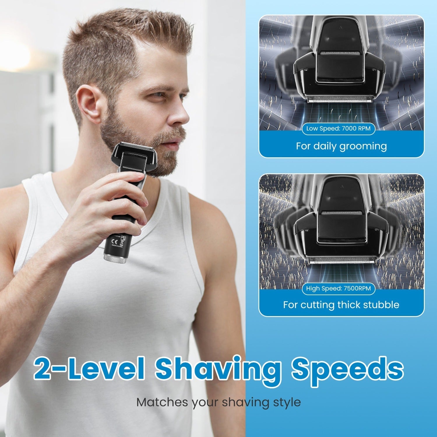 JMT-138058 5-Blade Electric Foil Face Shaver with Precision Trimmer, Wet & Dry Use, IPX6 Waterproof, LED Display, Rechargeable Battery