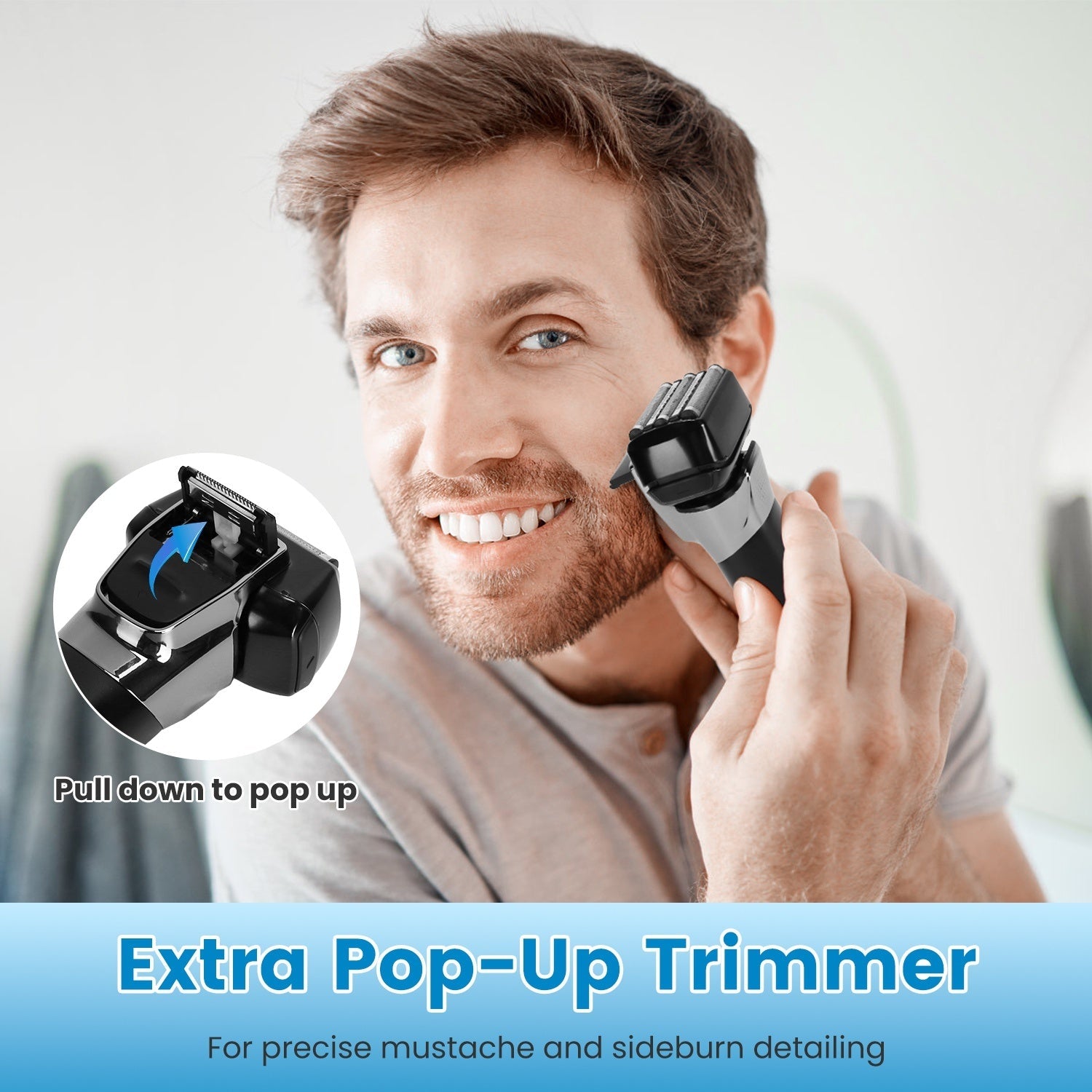 JMT-138058 5-Blade Electric Foil Face Shaver with Precision Trimmer, Wet & Dry Use, IPX6 Waterproof, LED Display, Rechargeable Battery