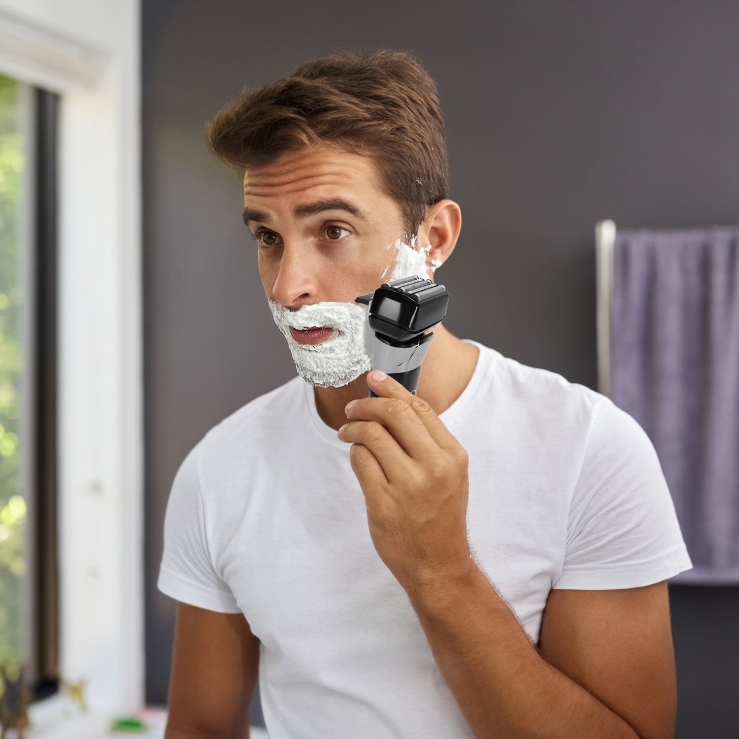 JMT-138058 5-Blade Electric Foil Face Shaver with Precision Trimmer, Wet & Dry Use, IPX6 Waterproof, LED Display, Rechargeable Battery