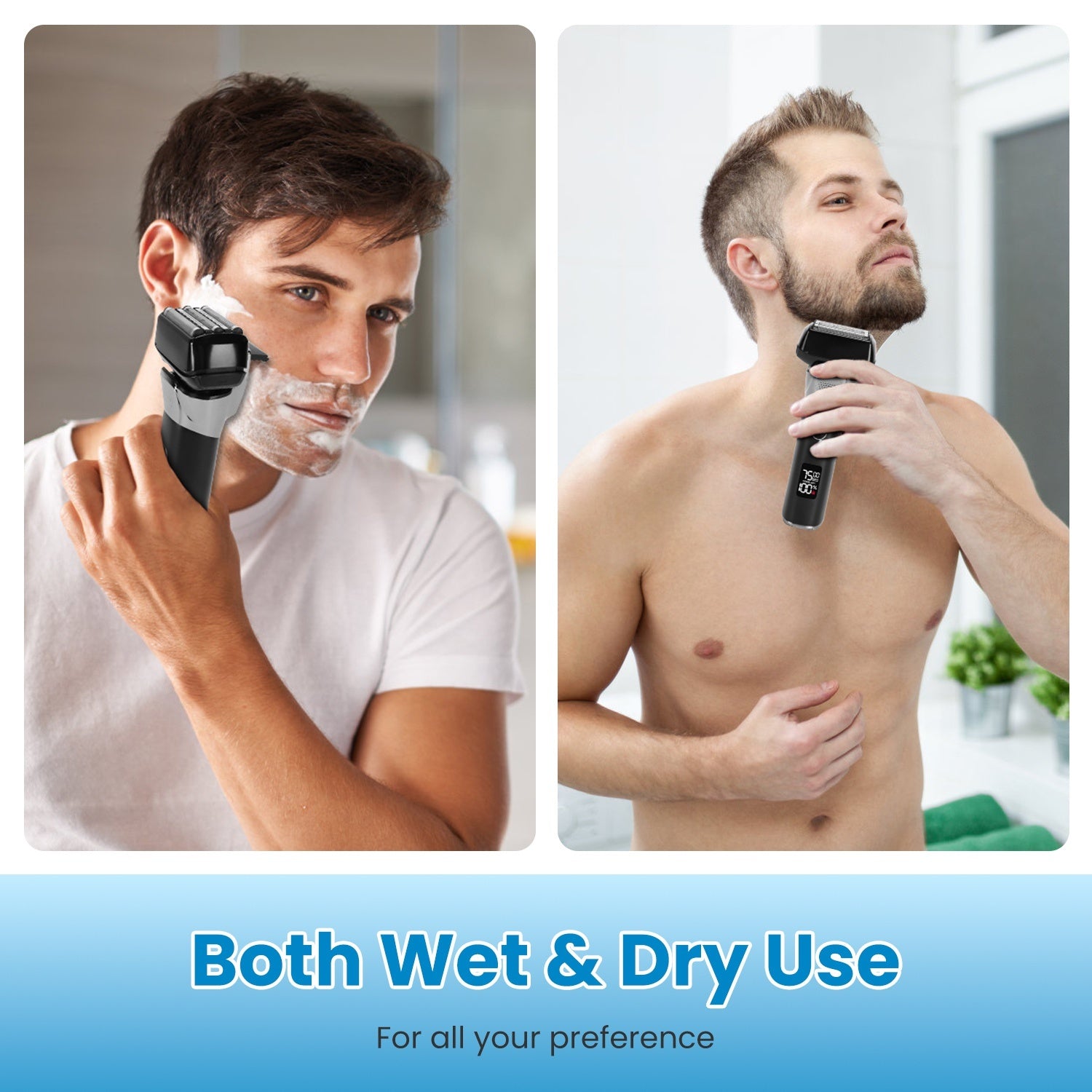 JMT-138058 5-Blade Electric Foil Face Shaver with Precision Trimmer, Wet & Dry Use, IPX6 Waterproof, LED Display, Rechargeable Battery