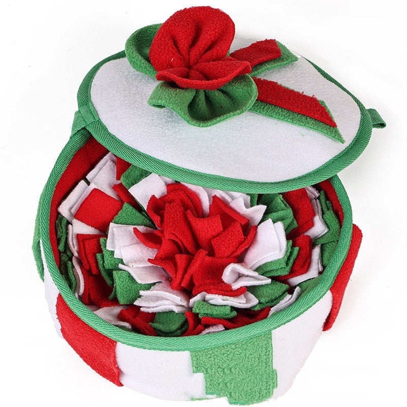 JMT-138058 Interactive Dog Puzzle Smell Mat for Food Hiding - Green & Lemon Yellow, 22x22x8CM, Polar Fleece Material