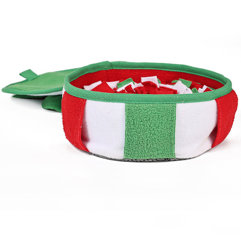 JMT-138058 Interactive Dog Puzzle Smell Mat for Food Hiding - Green & Lemon Yellow, 22x22x8CM, Polar Fleece Material