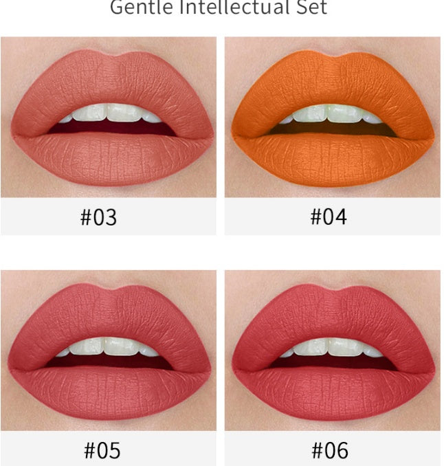 JMT-138186 Cool Smoke Tube Matte Lipstick - Versatile Application with 4 Color Options for Sensitive Skin