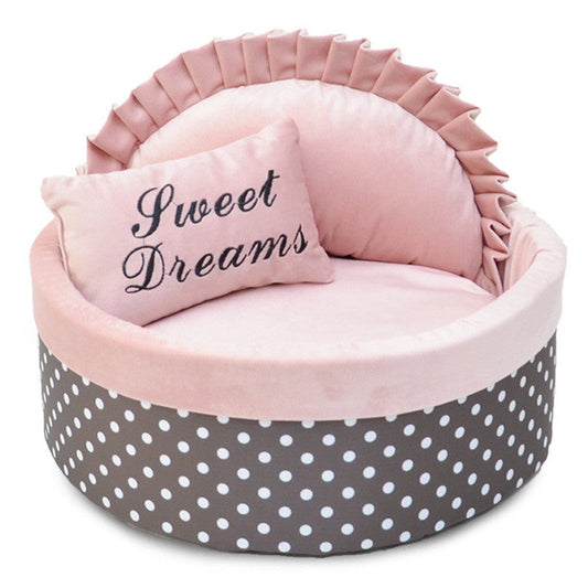 JMT-138378 Cozy Polka Dot Sponge Pet Nest with Pillow – Available in Multiple Colors and Sizes