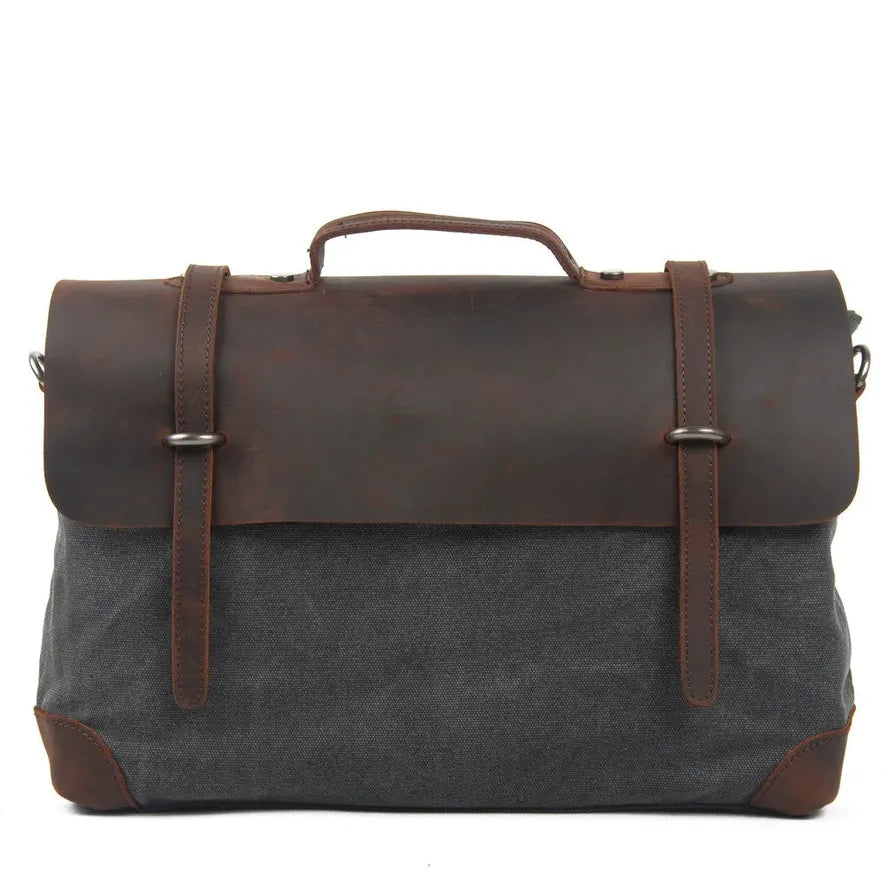 JMT-140618 Retro Leather Messenger Bag for 13-15 Inch Laptops, Large Capacity Casual Crossbody Bag
